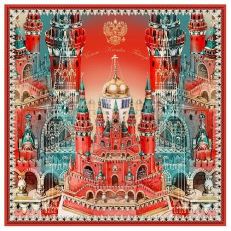 Платок Русские в моде by Nina Ruchkina Кремль - Москва - Фаберже красный