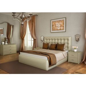 Кровать Lonax Аврора с основанием экокожа albert pearl (200x200 см)