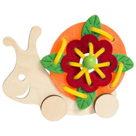 Каталка-игрушка IQ Format Улитка бежевый/оранжевый/красный/зеленый