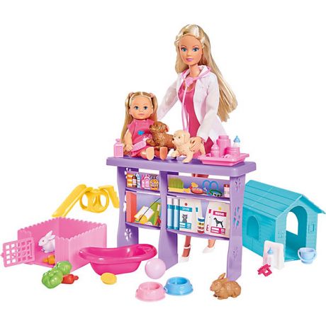 Simba Игровой набор с куклами Simba "Steffi Love" Мир животных Штеффи и Еви, 35 предметов