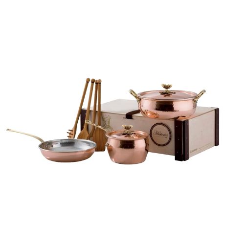 Набор медной посуды, крышки с бронзовой декорированной ручкой, RUFFONI Historia decor арт. 3305B Ruffoni