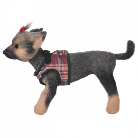 Шлейка-жилет для собак Dogmoda Клетка бордо-2 16см