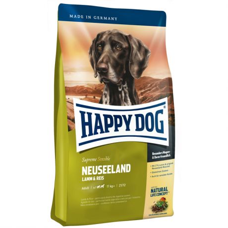 Корм для собак HAPPY DOG Новая Зеландия ягненок, рис сух. 4кг