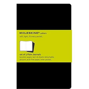 Moleskine/Молескин Записная книжка Сahier", Pocket, 9х14 см, нелинованная, черная, 3 штуки, в блистере"