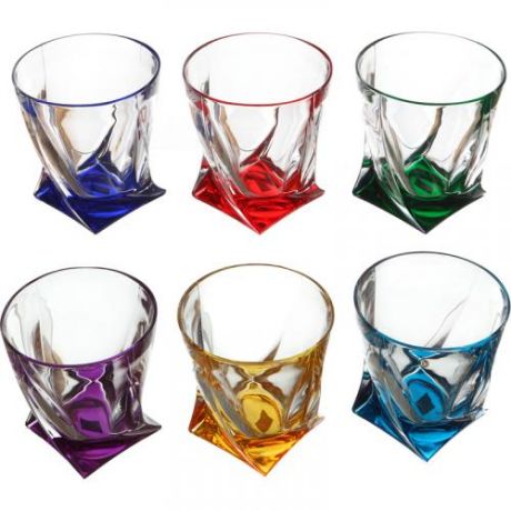Набор стаканов для виски CRYSTALITE BOHEMIA, QUADRO, 6 предметов, разноцветный