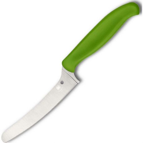Универсальный кухонный нож Spyderco Z-Cut Offset Kitchen Green, сталь CTS™ - BD1 Alloy, рукоять зеленый полипропилен
