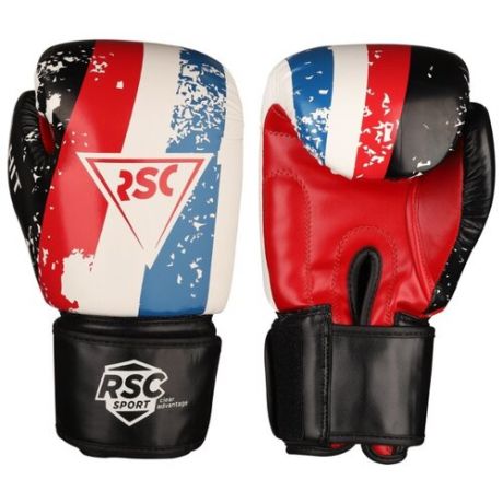 Боксерские перчатки RSC sport HIT PU, SB-01-146 белый/красный/синий 12 oz