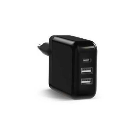 Сетевое зарядное устройство SAMSUNG KeyCo 3-in-1, 2 USB + USB type-C, USB type-C, 2A, черный