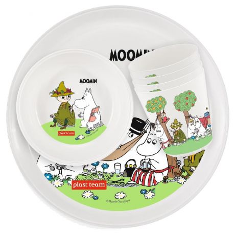 Набор посуды д/пикника Moomin1 на 4 персоны, 12 предметов, пластик