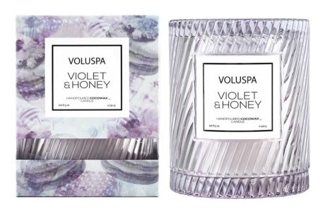 Ароматическая свеча Violets & Honey: свеча в стеклянном подсвечнике с крышкой 240г