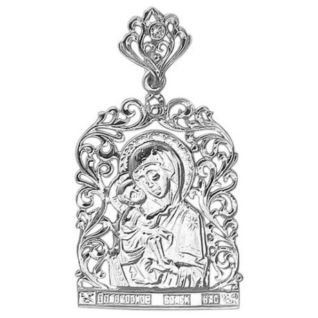 Эстет Подвеска-иконка "Богородица Владимирская" с 1 фианитом из серебра 01П152012