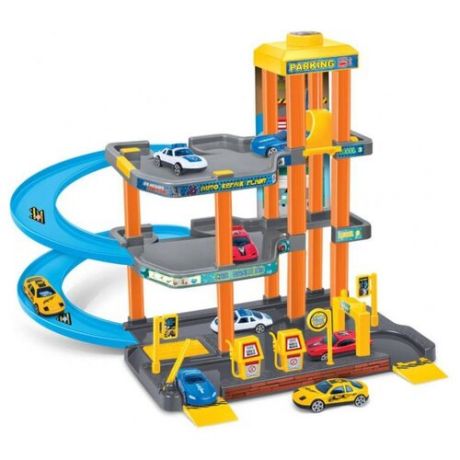 Guangwei Паркинг 4-х уровневый Garage Playset P7688A-4 желтый/оранжевый/голубой/серый