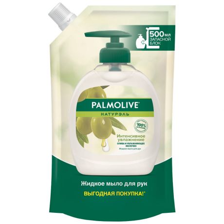 Жидкое мыло для рук Palmolive Натурель "Интенсивное увлажнение" Олива и Увлажняющее молочко в запасном блоке 500мл