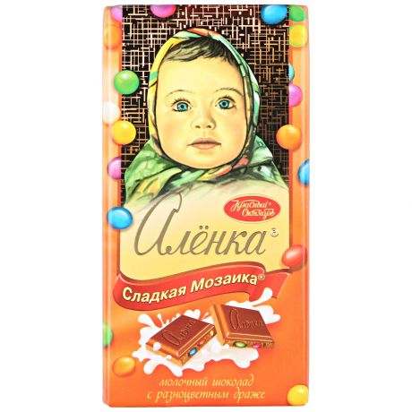 Шоколад молочный Аленка Красный Октябрь сладкая мозаика с разноцветными драже 100г