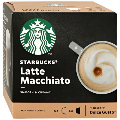 Капсулы Starbucks Latte кофе Macchiato молотый для сисиемы Nescafe Dolce Gusto 12 штук 129 г