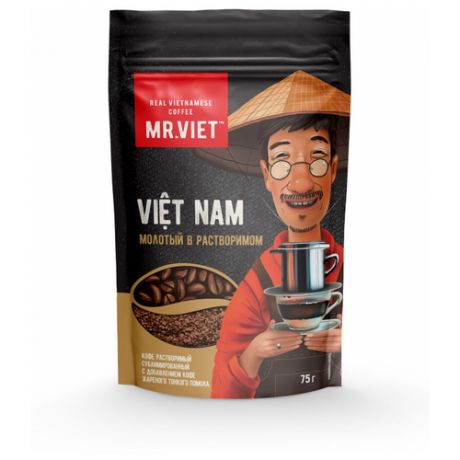 Кофе растворимый MR.VIET сублимированный с добавлением молотого 75 г