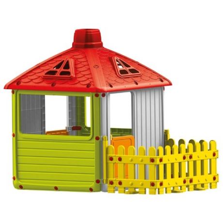 Домик Dolu City House с забором 3011 красный/зеленый/желтый