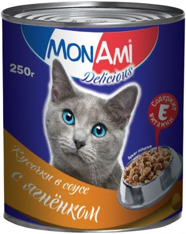 Mon Ami для взрослых кошек кусочки в соусе с ягненком 250 гр (250 гр х 15 шт)