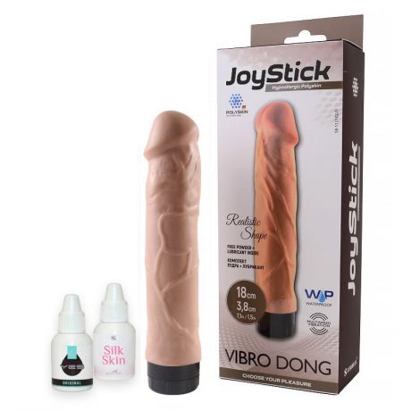 Реалистичный вибромассажер JoyStick 18 х 3,8 см – телесный