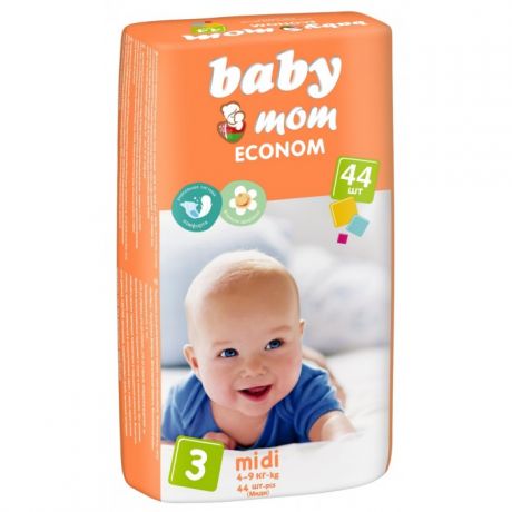 Подгузники Baby Mom Подгузники Econom midi (4-9 кг) 44 шт.