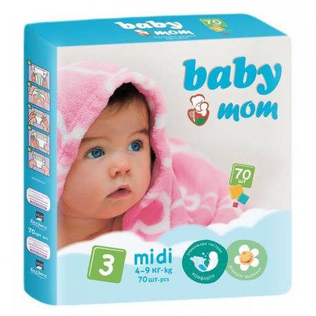 Подгузники Baby Mom Подгузники Midi (4-9 кг) 70 шт.