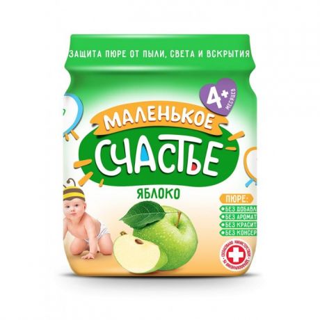 Пюре Маленькое счастье Пюре Яблоко с 4 мес., 90 г