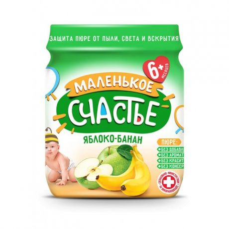 Пюре Маленькое счастье Пюре Яблоко-Банан с 6 мес., 90 г