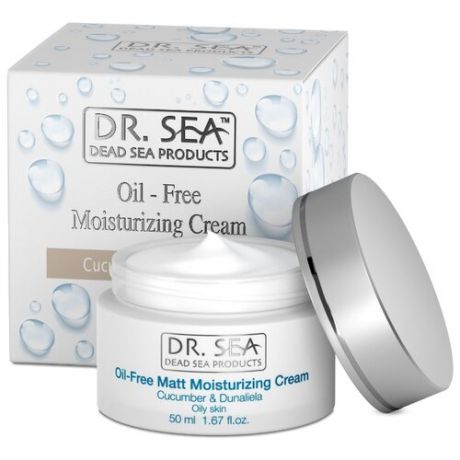 Dr. Sea Oil-Free Moisturizing Cream Безжировой увлажняющий крем для жирной кожи лица с экстрактами огурца и Дуналиеллы, 50 мл