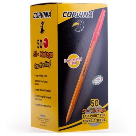Corvina Набор шариковых ручек 51 Vintage 1 мм, 50 шт., красный цвет чернил