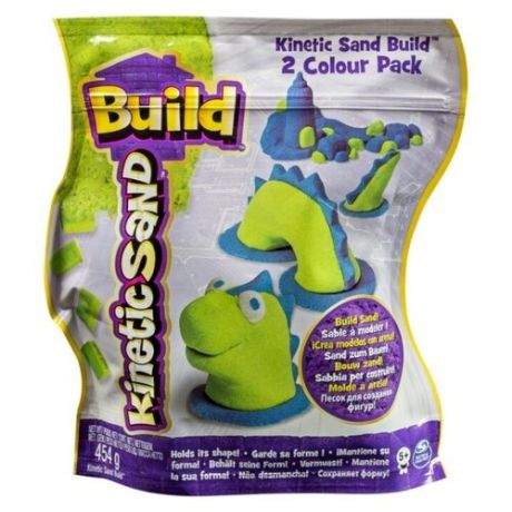 Кинетический песок Kinetic Sand Build, 2 цвета, голубой/зеленый, 0.45 кг, пакет