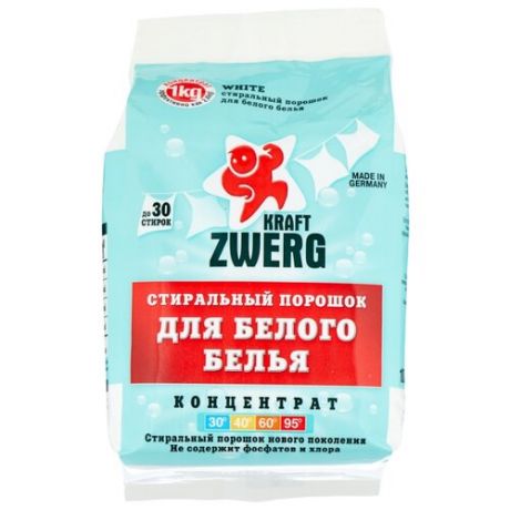 Стиральный порошок KRAFT ZWERG Для белого белья пластиковый пакет 1 кг