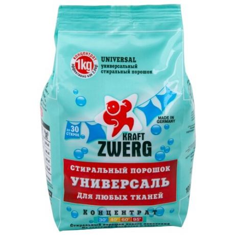 Стиральный порошок KRAFT ZWERG Универсаль пластиковый пакет 1 кг