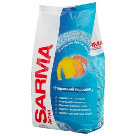 Стиральный порошок SARMA Актив Горная свежесть пластиковый пакет 0.8 кг