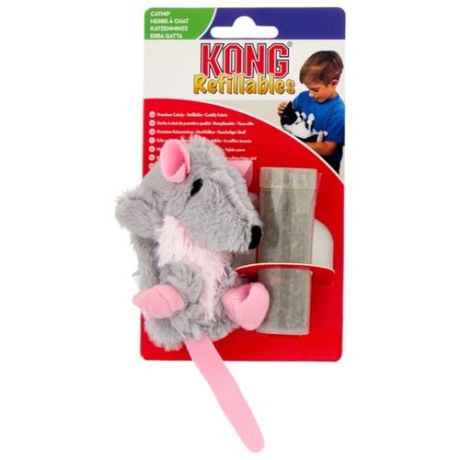 Набор игрушек для кошек KONG Крыса с тубом кошачьей мяты (NR45) серый/розовый