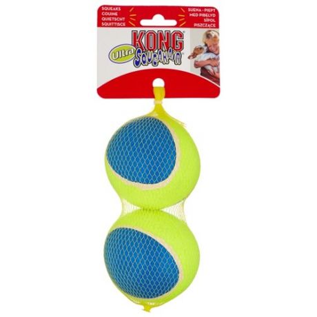 Набор игрушек для собак KONG Ultra SqueakAir большой, 2 шт (AUT1E) желтый/синий