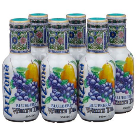 Чай AriZona Blueberry White Tea with Natural flavors, ПЭТ, 0.5 л, 6 шт.