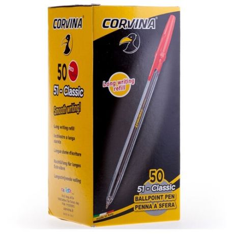 Corvina Набор шариковых ручек 51 Classic 1 мм, 50 шт., красный цвет чернил