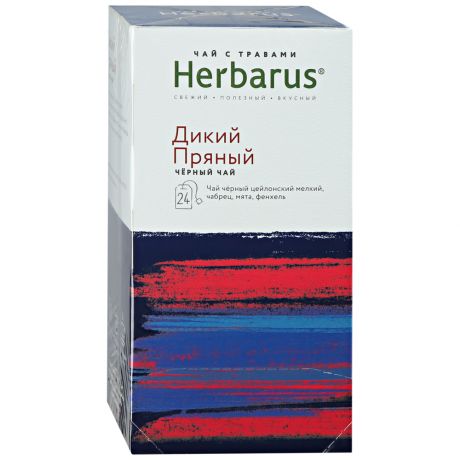 Чай Herbarus черный с травами Дикий пряный 2 г 24 пакетика пак. 48г