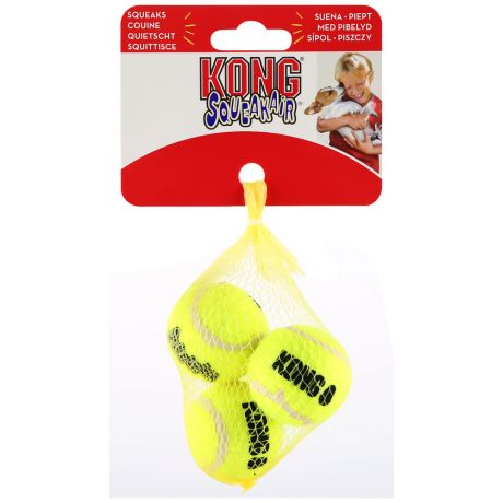 Игрушка KONG Air Теннисный мяч с пищалкой для собак 4 см 3 штуки
