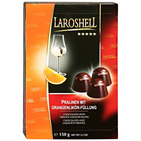Конфеты Laroshell шоколадные апельсиновый ликер 150 г