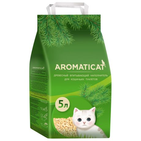 Наполнитель AromatiCat древесный впитывающий для кошачьего туалета 5 л