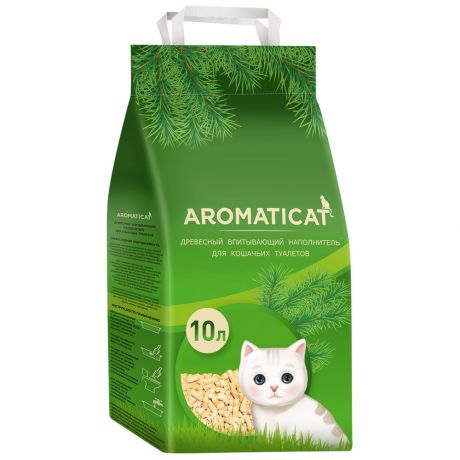Наполнитель AromatiCat древесный впитывающий для кошачьего туалета 10 л