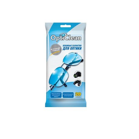 Набор салфеток OPTI CLEAN д/оптики, влажные, 20шт.