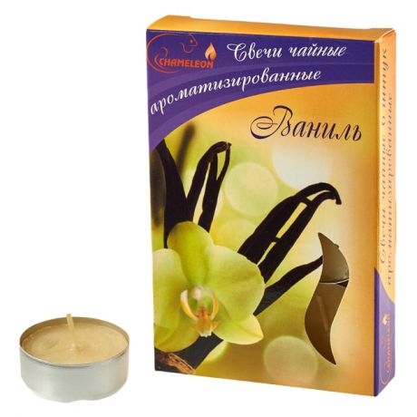 свечи чайные CHAMELEON 6шт. 3,75х 1,5см 4ч/г аромат ваниль