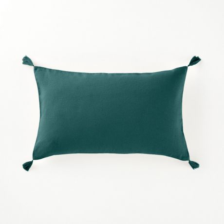 Наволочка LaRedoute На подушку-валик из льна и вискозы ODORIE 50 x 30 см зеленый