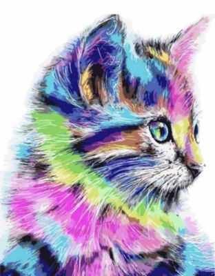 Набор для вышивания Цветной Алмазная вышивка lg009 «Разноцветная кошка»