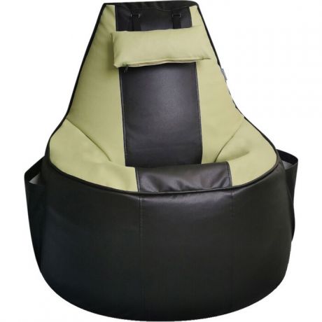 Бескаркасное игровое кресло Mypuff Геймер черно-салатовое экокожа G_057_060