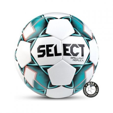 Мяч футбольный Select Brillant Replica арт. 811608-004, р.4, 32пан, гл.ПВХ, маш.сш, бел-бирюз-черный