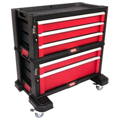 Ящик-тележка KETER 5 drawers tool chest set (17199301) 37x59x59 см черный/красный