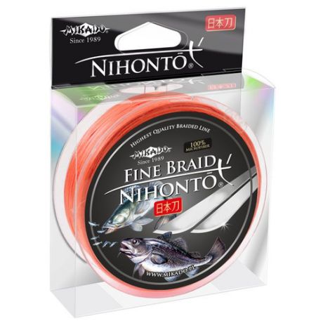 Плетеный шнур MIKADO Nihonto Fine Braid orange 0.23 мм 150 м 20.2 кг